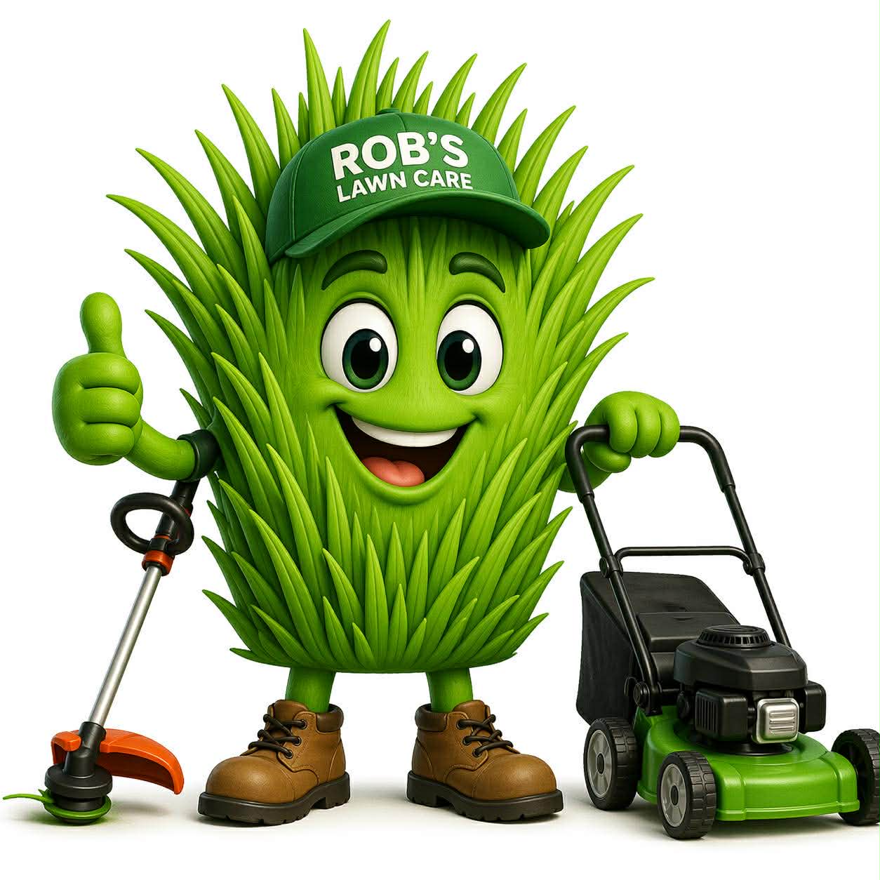 Rob's Lawn Care grass guy logo